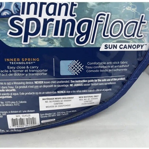 SwimWays Infant Baby Spring Float Blue Swim Step 1 Float Sun Canopy New - Picture 11 of 12